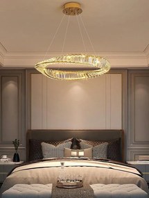Křišťálový závěsný LED lustr APP1202-CP 78 cm zlatý/neutrální bílá