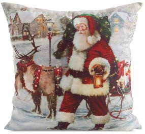 EUROFIRANY VIANOČNÁ DEKORAČNÁ OBLIEČKA NA VANKÚŠ SANTA CLAUS 45X45 CM VZOROVANÁ