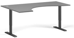 Ergonomický výškovo nastaviteľný stôl, 180x120 cm, 2 motory, L/P, čierna podnož, grafit