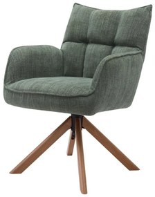 Otočné kreslo Marilla, drevené nohy, zelené (53240005)
