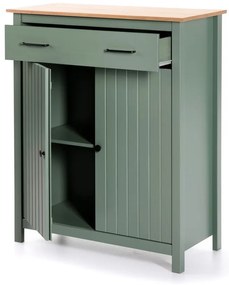 Zelená/v prírodnej farbe vysoká komoda z borovicového dreva 90x110 cm Miranda – Marckeric