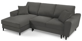 Tmavosivá rozkladacia rohová menčestrová pohovka Kooko Home Jazz, ľavý roh