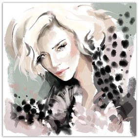 Gario Obraz na plátne Žena Blonde Face Fur Fashion - Irina Sadykova Rozmery: 60 x 60 cm