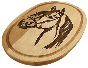 AMADEA Drevená servírovacia doska - podnos oválne kôň, masívne drevo, 30 cm
