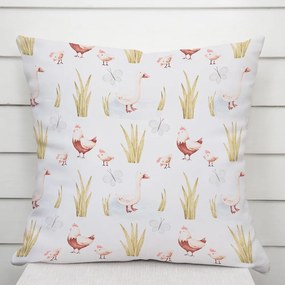 Biante Detská bavlnená obliečka na vankúš Sandra SA-752 Sliepočky a húsky na bielom 50 x 50 cm