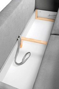 Sivá menčestrová rozkladacia/s úložným priestorom pohovka 215 cm Bjork – Bonami Selection