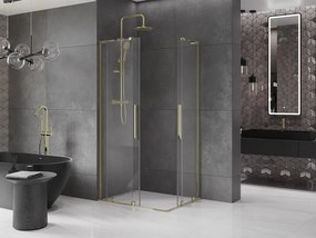 Mexen Velar L Duo, sprchový kút s posuvnými dverami 100 x 90 cm, 8mm číre sklo, zlatá lesklá, 871-100-090-02-03-50