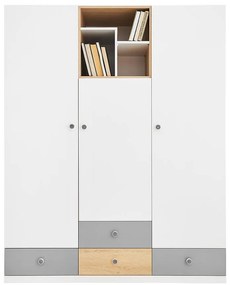 Skriňa Pixel 3D PX1 sušienkový dub / biely lux / sivý