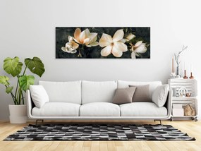 Artgeist Obraz - Avant-Garde Magnolia (1 Part) Narrow Orange Veľkosť: 90x30, Verzia: Na talianskom plátne