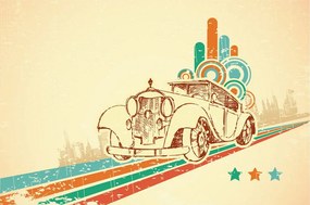 Tapeta auto s vintage pozadím