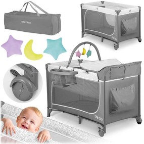 Ricokids Cestovná postieľka 125x65x78cm RK-241 sivá