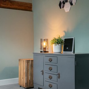 Dizajnová stolná lampa čierna s dymovým sklom - Dome