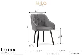 Modrá Zamatová stolička Luisa dĺžka 54 × šírka 50 × výška 80 cm MILO CASA