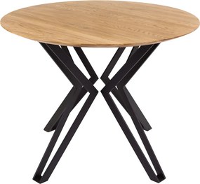 Wooded Jídelní stůl Atlanta z masivu DUB Průměr stolu: 100 cm, Hrana stolu: Švýcarská (zkosená), Barva kovu: Černá