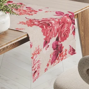 Biante Dekoračný behúň na stôl Leona LN-116 Červené ruže na režnom 35x140 cm
