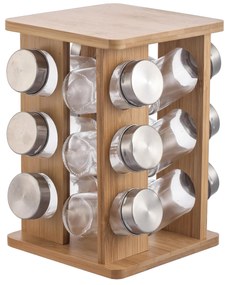 Bambusový stojan Modern Kitchen s 12 ks kořenek hnědý