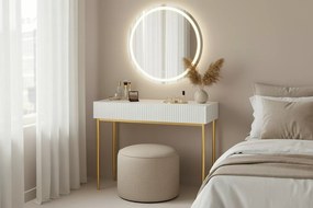 Toaletný stolík Nicole 100 cm so zásuvkami - biely mat / zlaté nohy