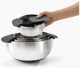 Misy v lesklo striebornej farbe v súprave 9 ks Nest 100 Collection – Joseph Joseph