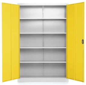 Univerzálna kovová skriňa 120 x 40 x 185 cm, cylindrický zámok, žltá - ral 1023