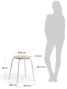 Biela kovová stolička so sedákom z mangového dreva Kave Home Nax