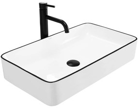 Rea Denis Black Edge, umývadlo na dosku 61x35 cm, biela-čierny okraj, REA-U6513