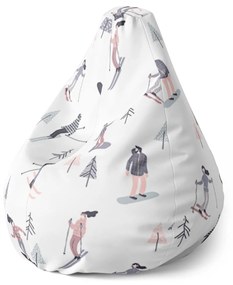 Sablio Sedací vak Pear Lyžiari - 70 x 95 x 15 cm