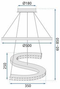 Toolight Toolight, LED závesné krištáľové svietidlo s diaľkovým ovládaním APP773-2CP, chrómová, OSW-05024