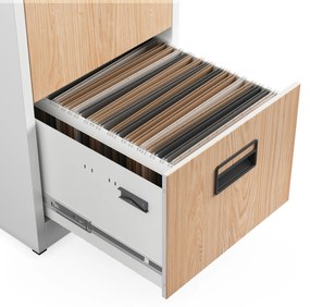 Kovová kartotéka, 4 zásuvky SARA V4, 460 x 1320 x 620 mm, Eco Design: biela/ dub sonoma