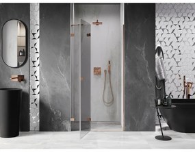 Mexen Lunar, ľavé výklopné sprchové dvere 85 cm, 8mm číre sklo, ružové zlato profil, 834-085-000-60-00-L