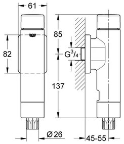 GROHE 37349000 - Tlakový splachovač RONDO A.S. 3” lesklý chróm