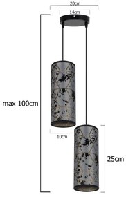 Luster na lanku AVALO 2xE27/60W/230V pr. 20 cm šedá/čierna