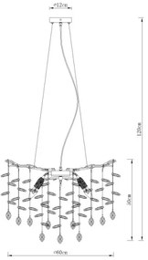 Globo 64138H1G - Závesný luster QUEENA na lanku 8xE14/40W/230V zlatý