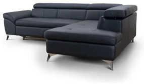 Kožená rohová sedacia súprava SALERNO II pravá čierna, rozkladacia