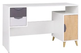 PC stolík Juna 13 (biela + grafit + sivá + dub lefkas). Akcia -20%. Vlastná spoľahlivá doprava až k Vám domov. 1087409