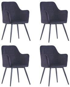 Jedálenské stoličky 4 ks, čierne, zamat