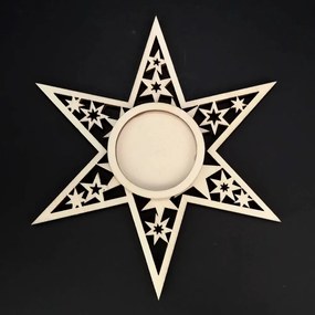 AMADEA Drevený svietnik hviezda, priemer 16 cm