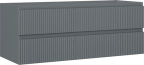 Mexen Rivel, kúpeľňová skrinka 120 cm, 2 zásuvky, drážkovaná, grafitová matná, 91A20-12047-2-BFF66