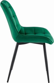 Set dvoch jedálenských stoličiek BERA zamatové tmavozelené / čierne nohy (2ks)