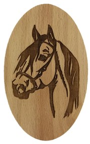 AMADEA Drevená krabička oválna kôň, masívne drevo, 10 cm, český výrobok
