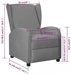 vidaXL Sklápacie kreslo wingback sivé umelá koža-