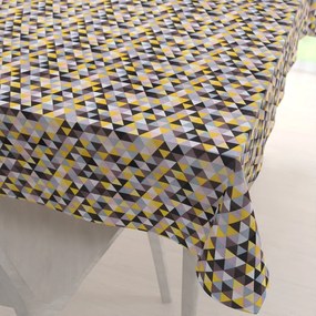 Biante Bavlnený obdĺžnikový obrus Sandra SA-218 Žlto-hnedo-ružové trojuholníčky 80x120 cm
