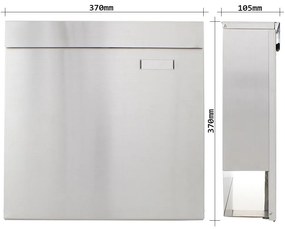 Rottner Poštová schránka KENSINGTON inox, 370 x 370 x 105 mm, nerez