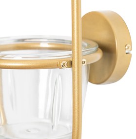 Art Deco nástenná lampa zlatá s bielym sklom - Isabella