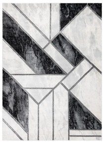 Koberec EMERALD exkluzívny 81953 glamour, styl marmur, geometrický čierny / strieborný