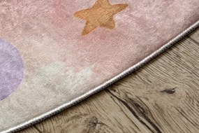 Detský koberec protišmykový BAMBINO 61510 krémový / ružový kruh