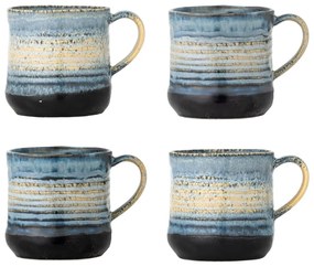Modré hrnčeky v súprave 4 ks z kameniny 380 ml Deana – Bloomingville