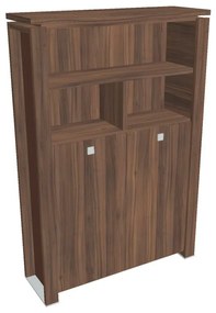 Vysoká šatníková skriňa Verno+ S 140 x 46 x 210 cm, s regálom, orech / hnedá