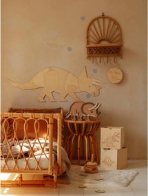 Drevená nástenná dekorácia Origami Triceratops – dinosaurus do detskej izby S