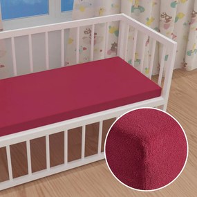 Detské froté napínacie prestieradlo do postieľky FR-010 Vínové 60 x 120 x 10 cm - do postieľky