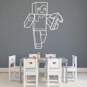 Veselá Stena Samolepka na stenu na stenu Minecraft krompáč Farba: černá